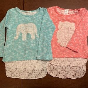 Girls Peek a Boo Lace Back Shirts (size 7/8)
